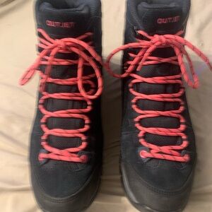 Women's Lace Up Boots - Black and Pink